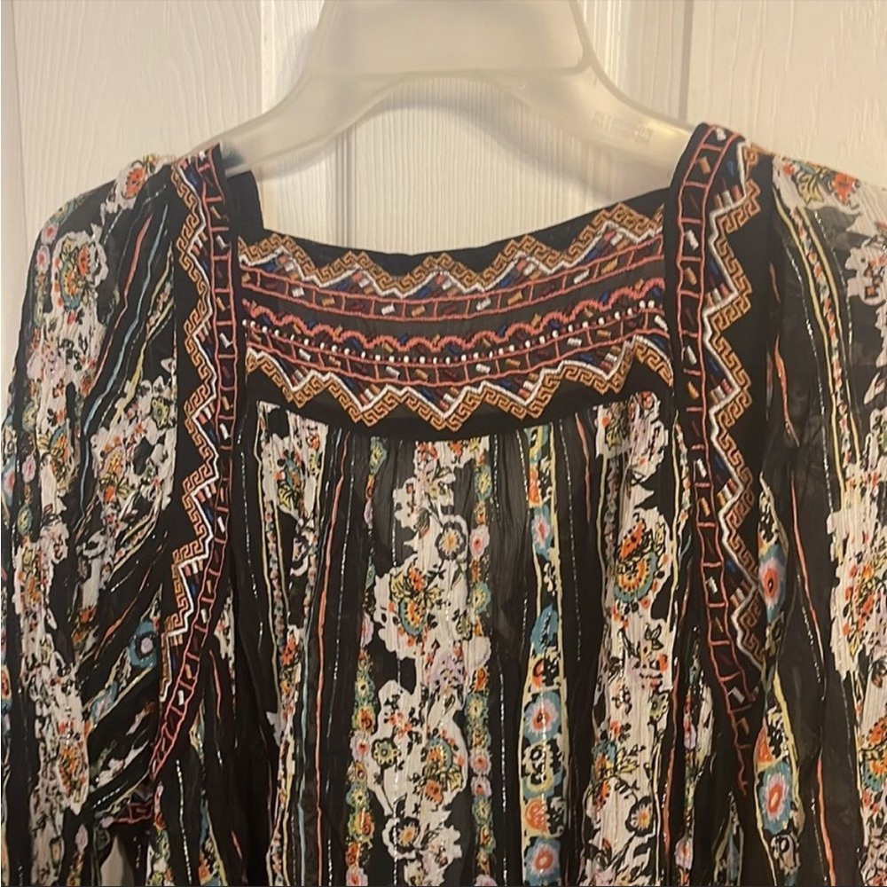 Free People Dance Magic Printed Embroidery Metallic Dress Small - Picture 7 of 10